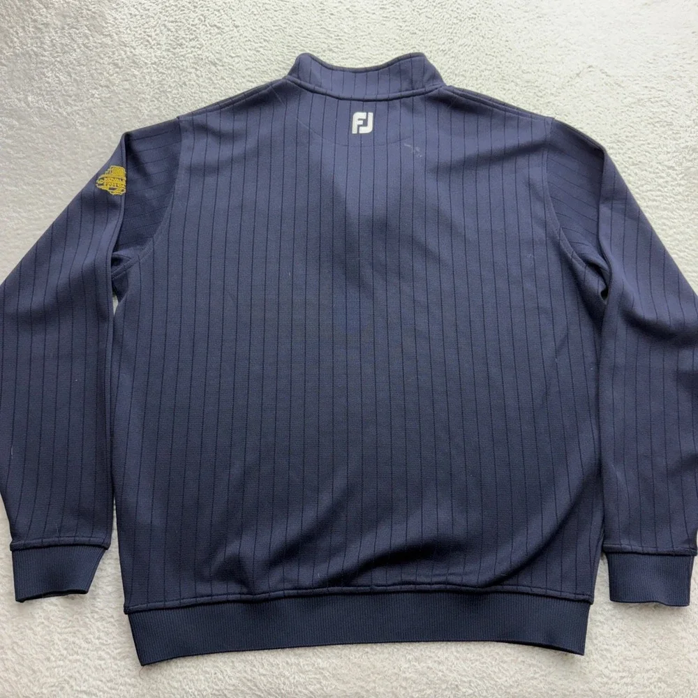 FootJoy Mens XL Navy Blue Quarter Zip Pullover Square D Ribbed Golf Sweater